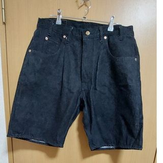 ボンクラ(BONCOURA)の【BONCOURA】バギーショートパンツDenim black ３２size(ショートパンツ)