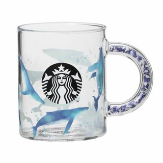 スターバックス(Starbucks)の【新品未使用】ビーズハンドル耐熱グラスマグクジラ414ml(グラス/カップ)