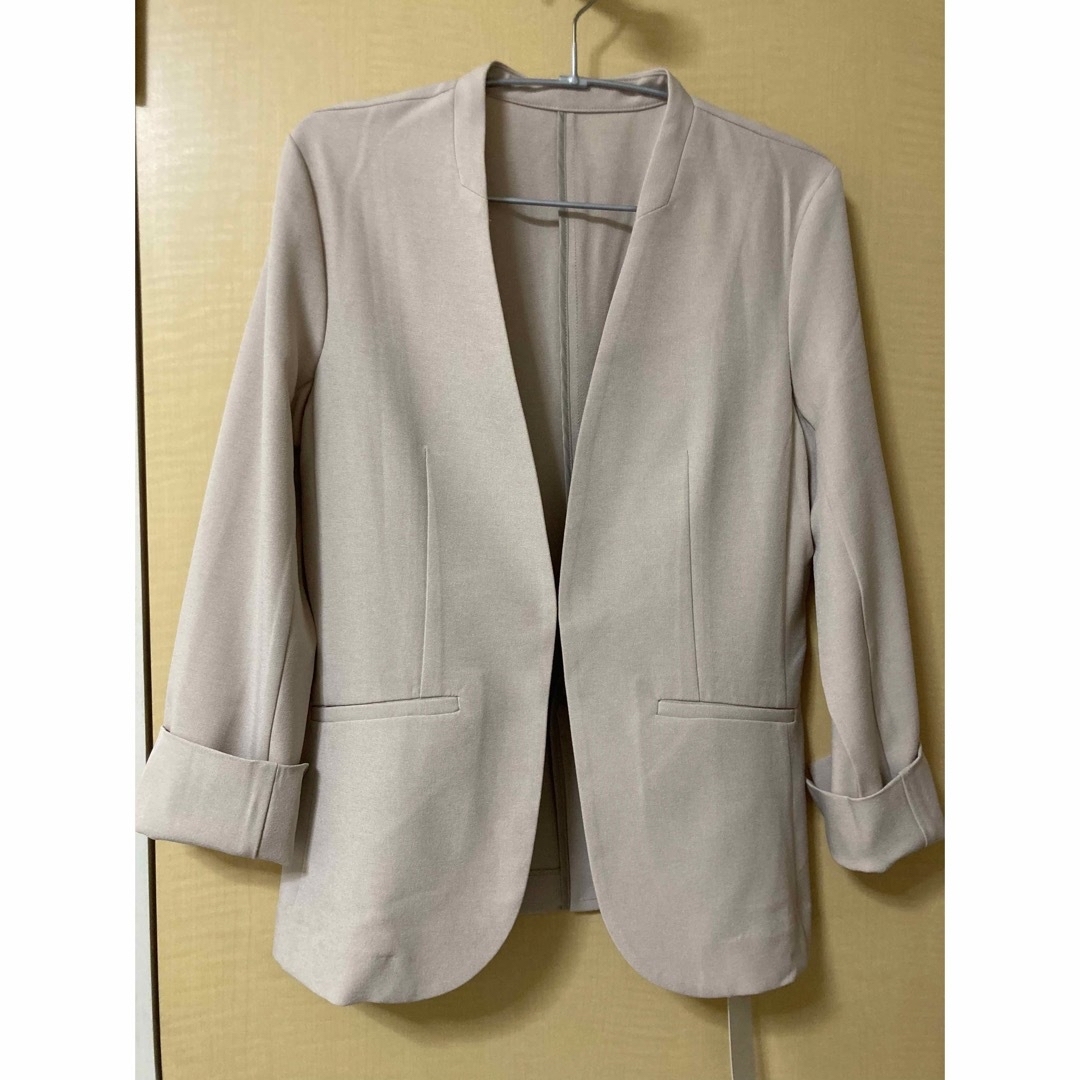 ブラウン×ピンク 今期新品♡anysisリネンライクノーカラージャケット