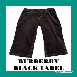 バーバリーブラックレーベル(BURBERRY BLACK LABEL)のバーバリーブラックレーベル ハーフパンツ フロック加工 ブラウン サイズM(ショートパンツ)