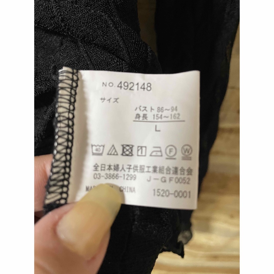 トップス シースルー 黒 Lサイズ レディースのトップス(Tシャツ(長袖/七分))の商品写真