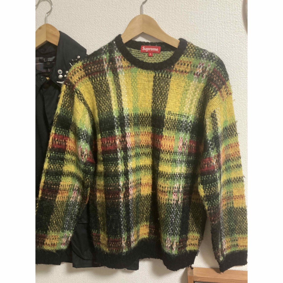 supreme  brushed plaid sweater Sサイズ