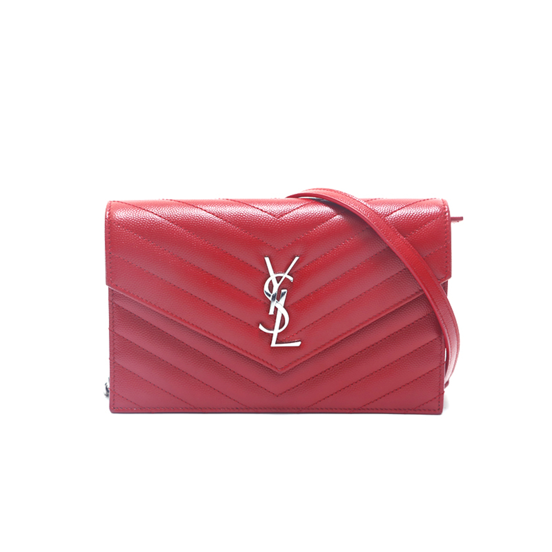 イヴ・サンローラン YSL ロゴ レザー チェーンウォレット ショルダー ...