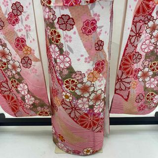 振袖 正絹 花柄 ピンク 白 裄66㎝ 成人式 中古 D-62の通販 by 祥美苑's