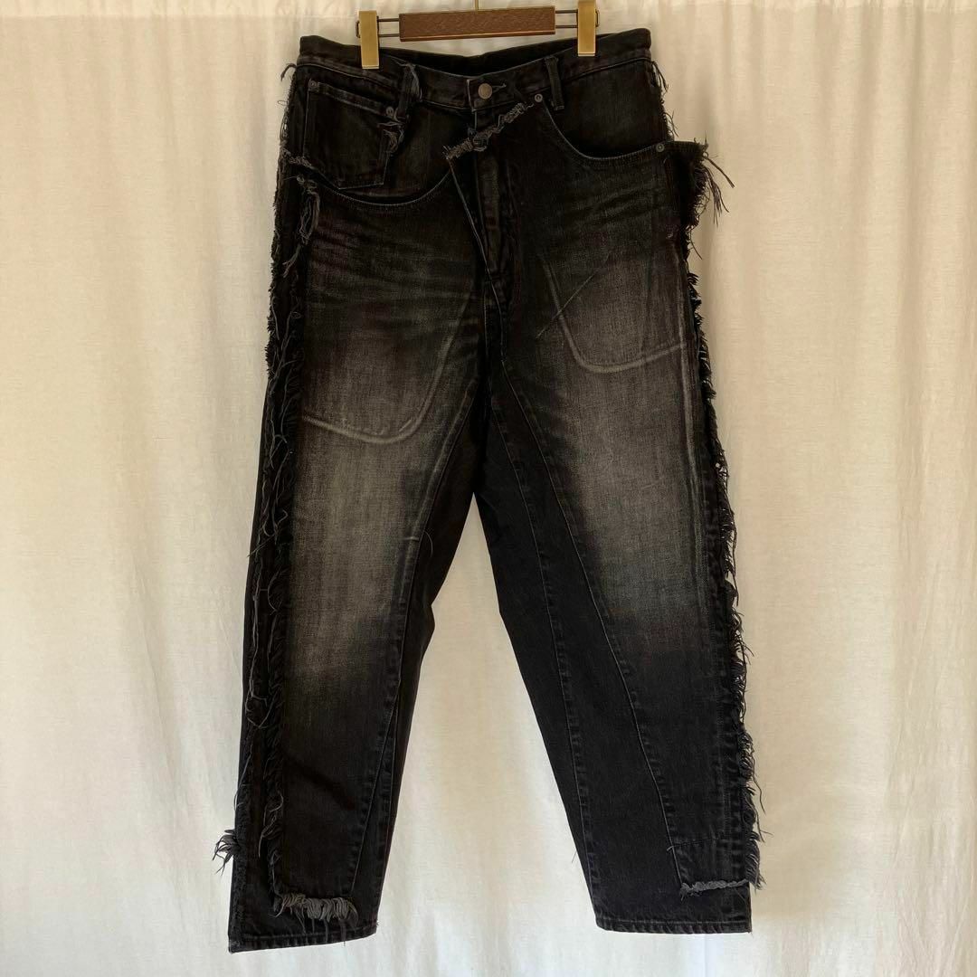 Maison MIHARA YASUHIROエッジカットオフ ブラックデニム44