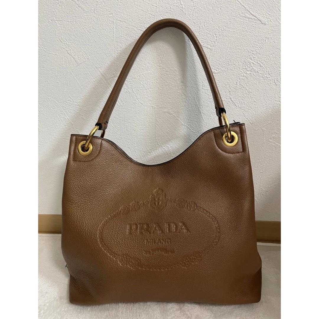 PRADA プラダ バッグ 牛革 キャメル 正規品 - トートバッグ