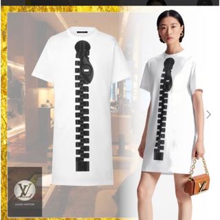 ルイヴィトン(LOUIS VUITTON)のLOUIS VUITTON ジッパー プリントTシャツ ワンピース　23ss(ミニワンピース)