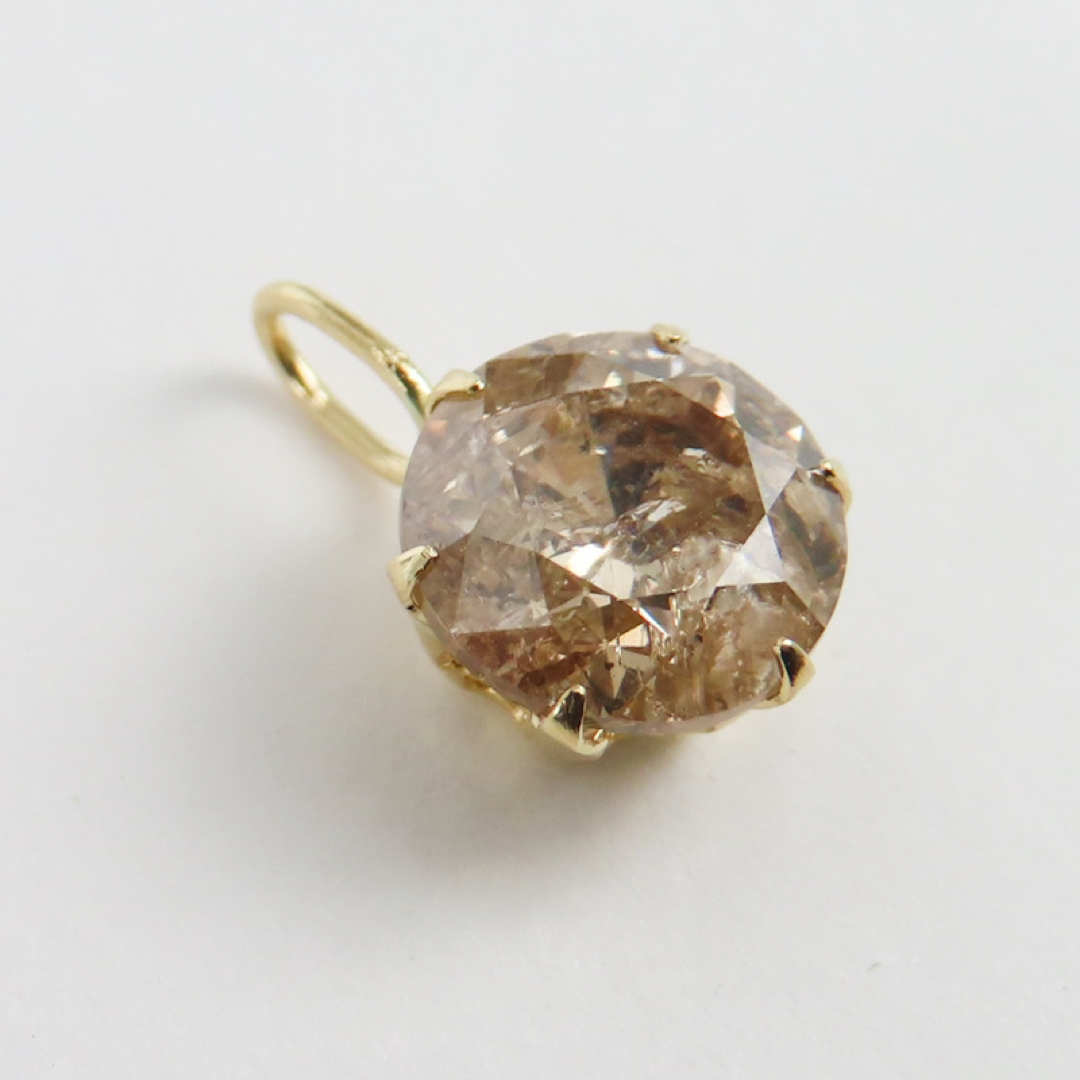 K18YG 天然ダイヤモンド1.0ctトップ　チャーム　ブラウンダイヤモンド レディースのアクセサリー(チャーム)の商品写真