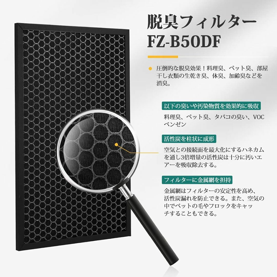 最新 FZ-BX50HF 集じんフィルター FZ-B50DF 脱臭フィルター KC-B50 フィルター KC-500Y5 KC-50E9  加湿空気清浄機交換用フィルター 1セット