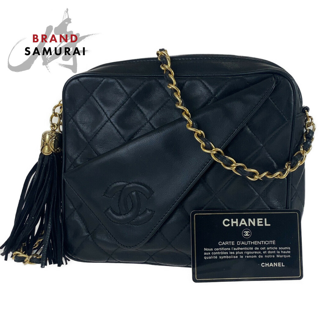 CHANEL シャネル マトラッセ ココマーク ターンロック 黒 ブラック ラムスキン チェーンショルダーバッグ 斜め掛け レディース 402127