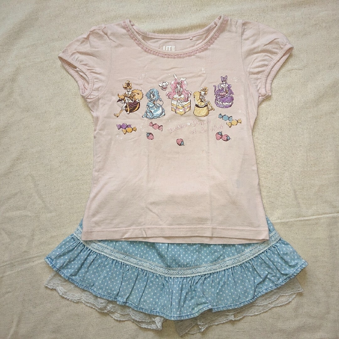 UNIQLO(ユニクロ)の【プリキュア】Ｔシャツ(UNIQLO)・キュロット☆２点セット キッズ/ベビー/マタニティのキッズ服女の子用(90cm~)(Tシャツ/カットソー)の商品写真