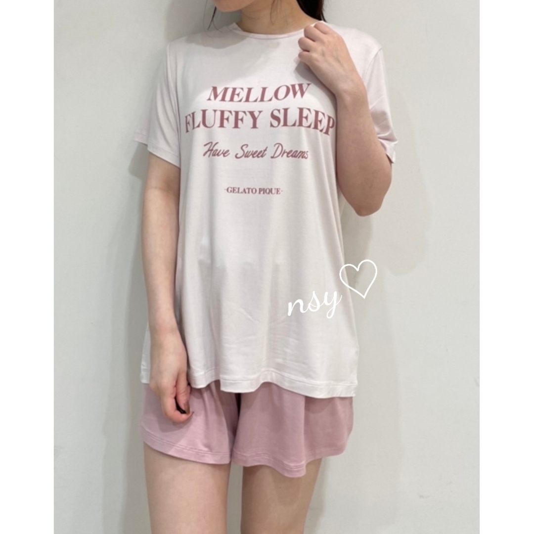 定価以下 ジェラートピケ レーヨンロゴTシャツ&ショートパンツ ピンク-