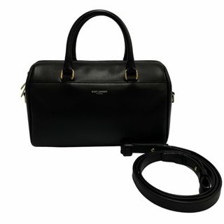 極 美品 SAINT LAURENT PARIS サンローランパリ プチカバス Yライン 金具 レザー 本革 ハンドバッグ ミニ ボストンバッグ ブラック 53241