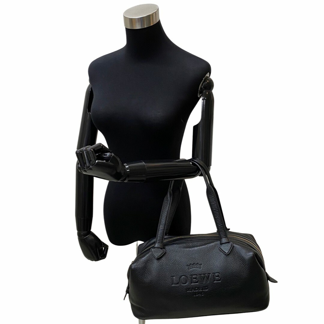 極 美品 LOEWE ロエベ ヴィンテージ ロゴ 型押し レザー 本革 トート