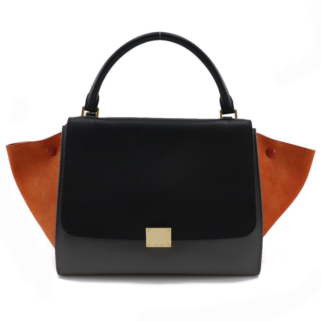 【CELINE】セリーヌ トラペーズ 2WAYショルダー 169543PTA.25FO カーフ×スウェード ブラック/グレー/オレンジ レディース ハンドバッグ