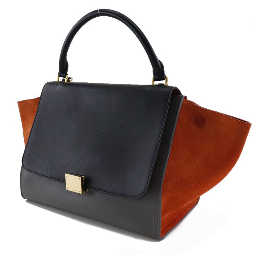 【CELINE】セリーヌ トラペーズ 2WAYショルダー 169543PTA.25FO カーフ×スウェード ブラック/グレー/オレンジ レディース  ハンドバッグ