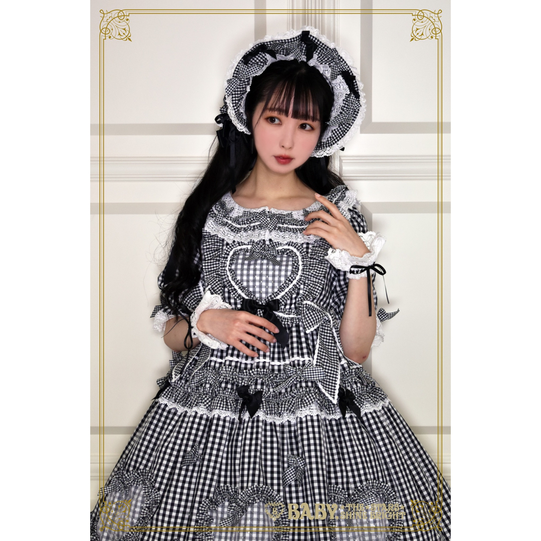 Sweet Gingham Dollワンピース　ボンネット