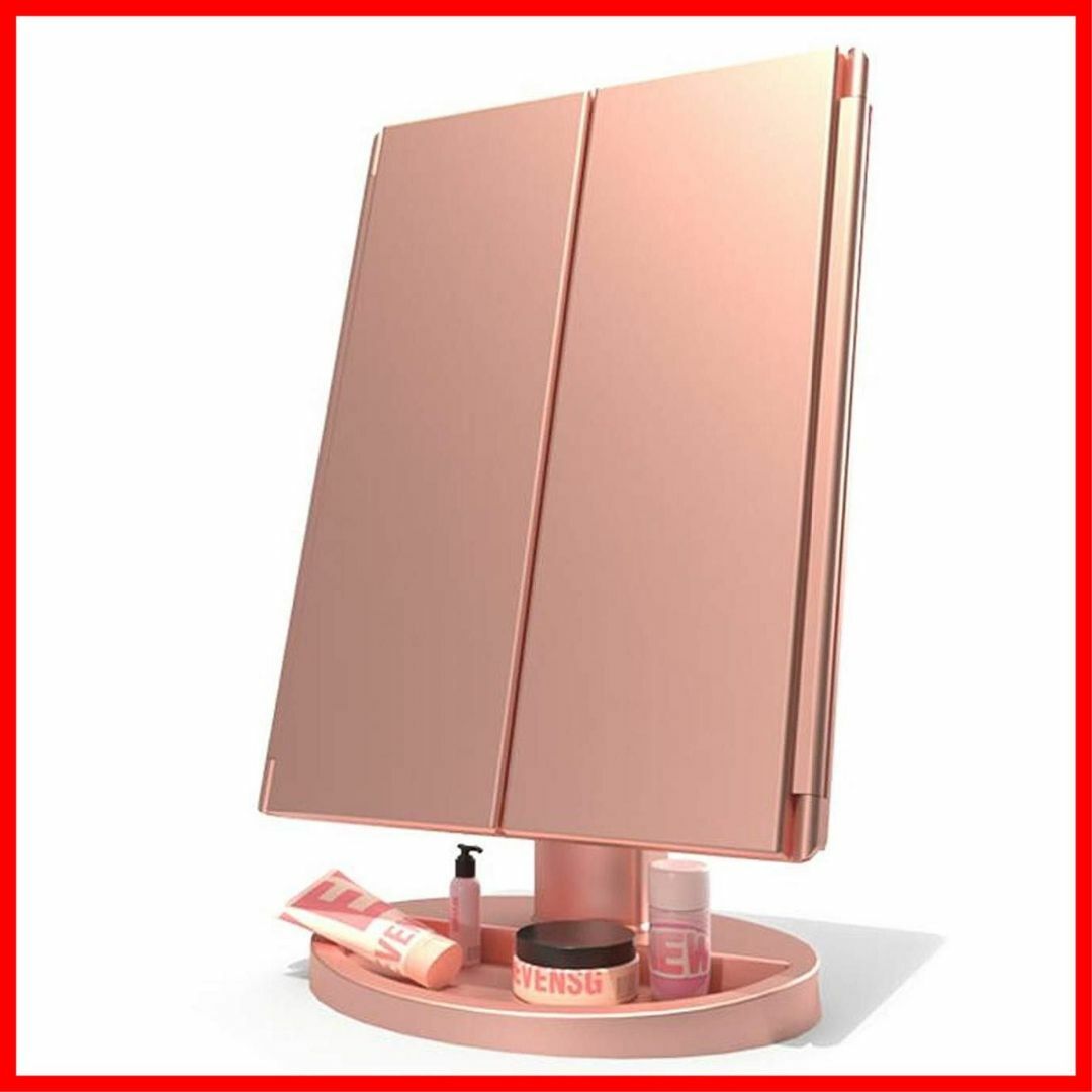 【色:ピンク】WEECOC 化粧鏡 LED三面鏡 化粧ミラー 鏡 女優ミラー l