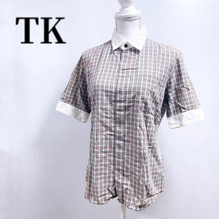 ティーケー(TK)のTKティーケーチェックシャツ襟付きブラウスメンズ格子(Tシャツ/カットソー(半袖/袖なし))