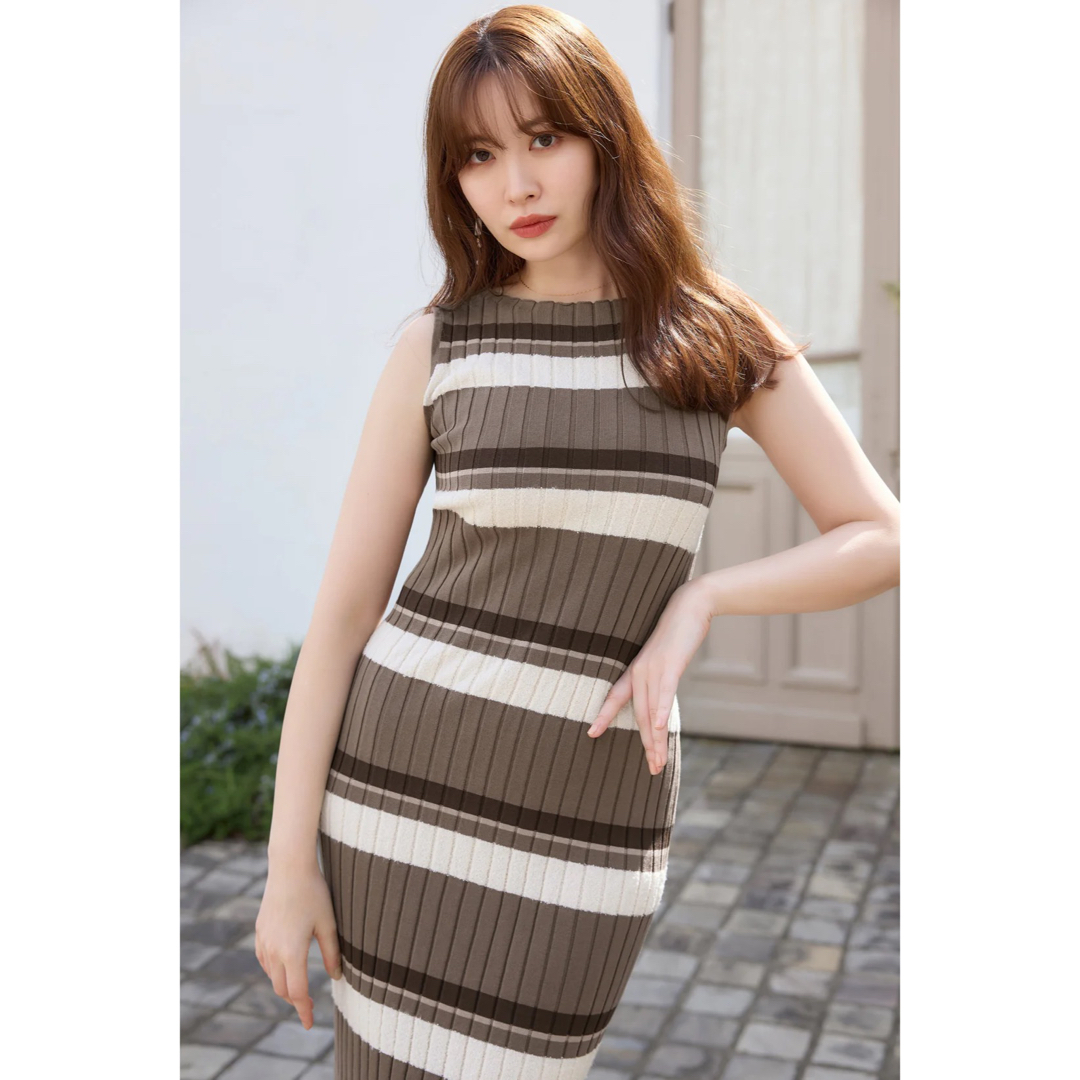 Cotton Striped Ribbed Knit Dress