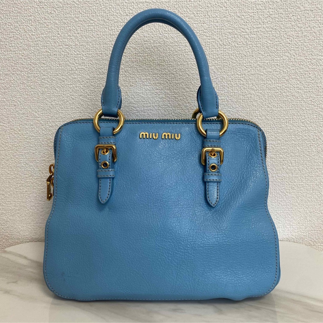 miumiu ショルダーバッグ ハンドバッグ マドラス 青 - www ...