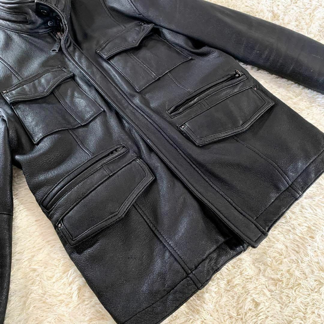 良品】tete homme テットオム ライダースジャケット ラムレザー 黒