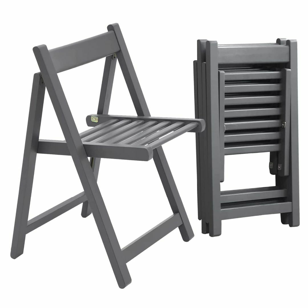 【色: Gray】折りたたみダイニング椅子 2脚入り ソリッドウッド折りたたみ椅