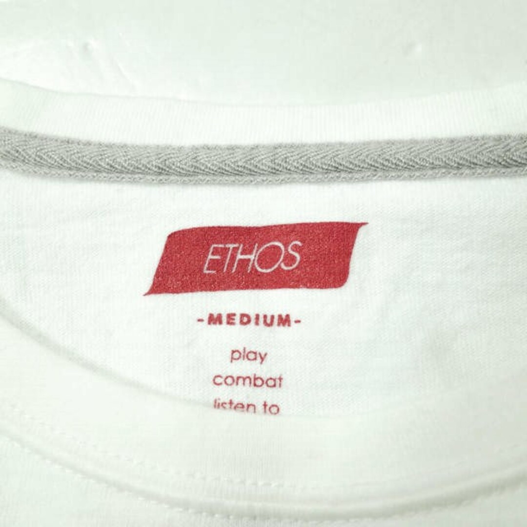 ETHOS エトス 日本製 フリンジヘムロングスリーブTシャツ M ホワイト 長袖 カットソー トップス【中古】【ETHOS】 メンズのトップス(Tシャツ/カットソー(七分/長袖))の商品写真