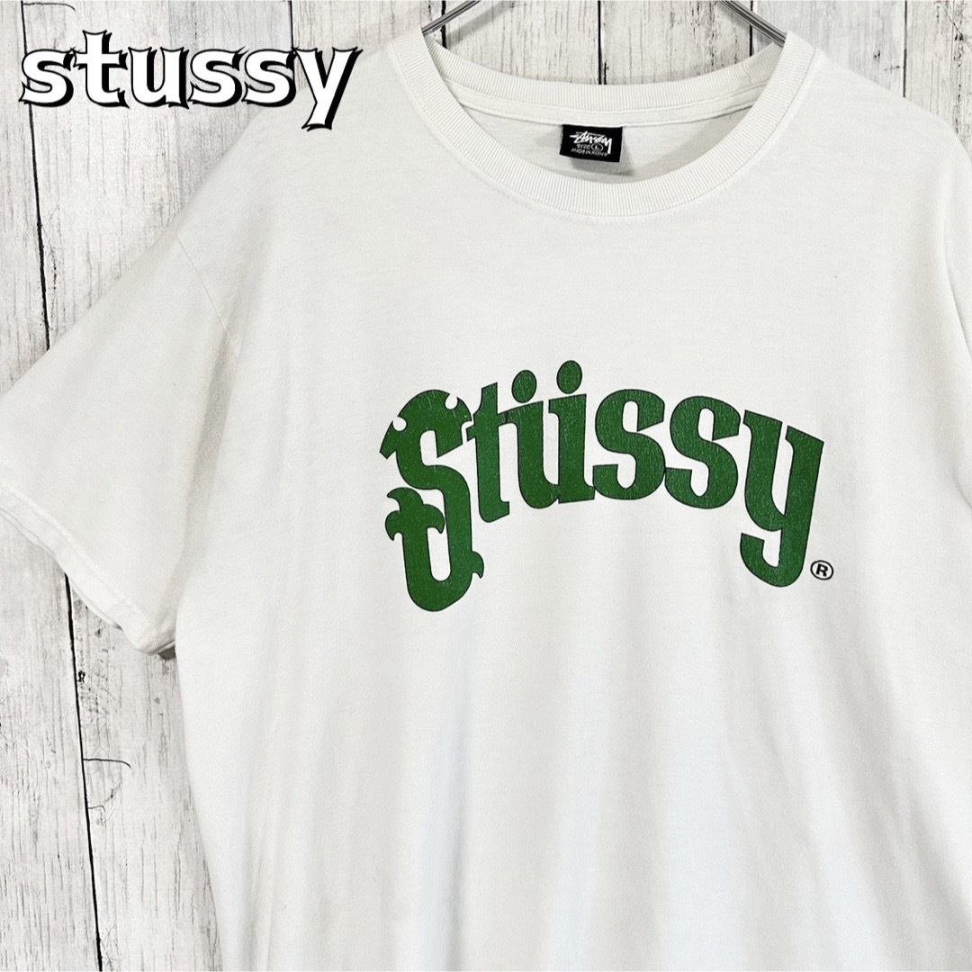 STUSSY - stussy ステューシー Tシャツ L センターロゴ アーチロゴ
