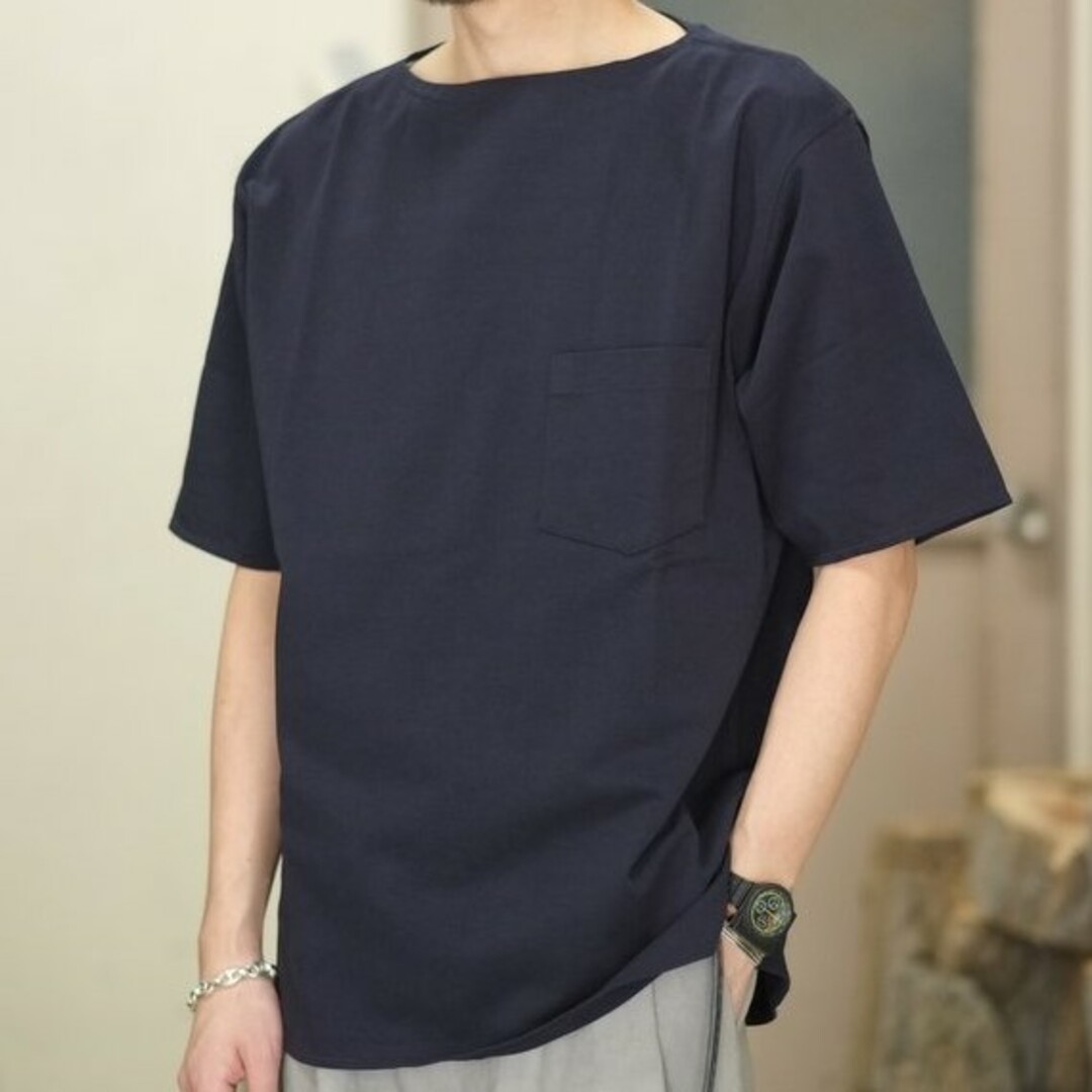 COMOLI(コモリ)のCOMOLI コモリ 日本製 ボートネック半袖シャツ M01-05006 3 NAVY Tシャツ トップス【中古】【COMOLI】 メンズのトップス(Tシャツ/カットソー(半袖/袖なし))の商品写真