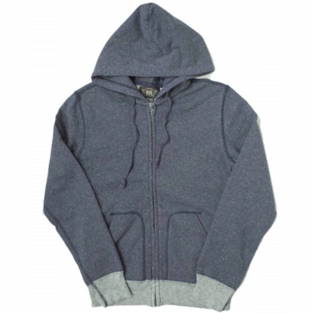 RRL ダブルアールエル 2-R FULL-ZIP HOODIE ネップスウェット セパレートポケット ジップアップパーカー XS ネイビー Double RL ツートーン トップス【RRL】