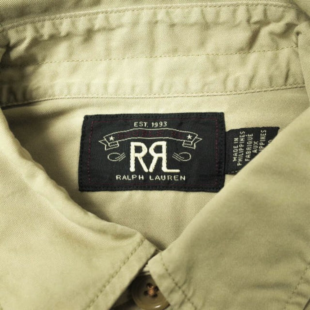 RRL(ダブルアールエル)のRRL ダブルアールエル Garment Dyed Twill Military Shirt コットンツイル ミリタリーシャツ ﻿782505185001 S ベージュ Double RL 長袖 エポーレット トップス【中古】【RRL】 メンズのトップス(シャツ)の商品写真