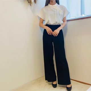 ザラ(ZARA)の【Patrick様専用】ZARA ザラ　ブラウス　半袖　ホワイト　リボン(シャツ/ブラウス(半袖/袖なし))