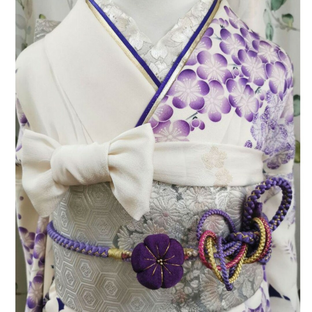 清楚の極み】白×紫 凛と梅の吹雪 花嫁系 刺繍レディース