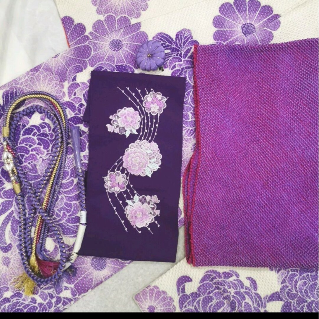 【破格 名門 きぬたやさん】気品溢れる乱菊尽くし ワントーンコーデ 紫 総絞り レディースの水着/浴衣(振袖)の商品写真