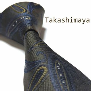 タカシマヤ(髙島屋)の高島屋　ネクタイ　ナロータイ　ジャガード　ペイズリー　高級シルク　光沢感　古着(ネクタイ)