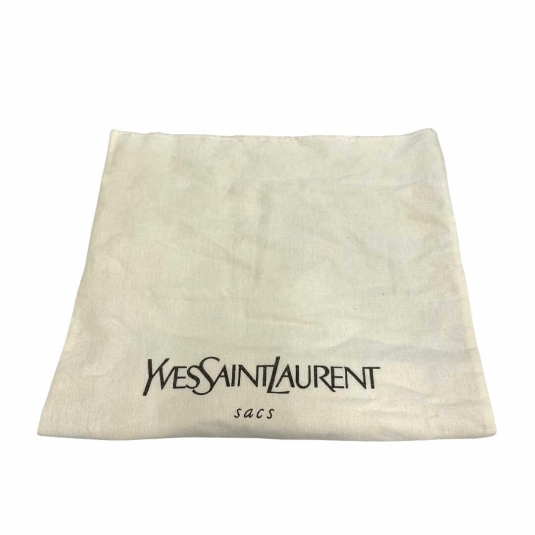 極 美品 保存袋付 YVES SAINT LAURENT イヴ・サンローラン ロゴ 金具 ナイロン レザー ハンドバッグ ミニ トートバッグ オフホワイト 28339 9