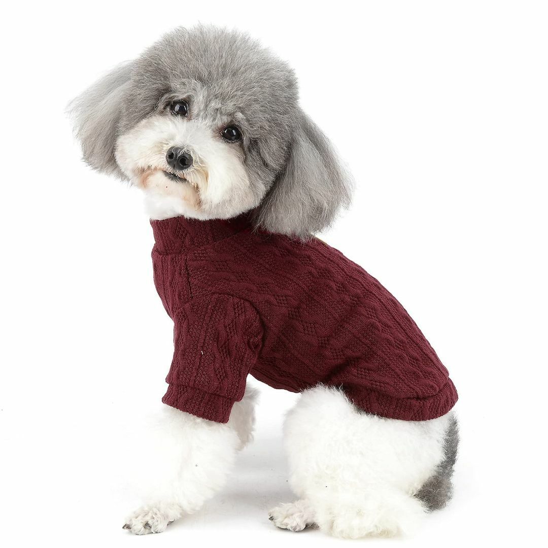 【色: レッド】ZUNEA 犬服 犬用 セーター 小型犬 秋冬 ニット セーター