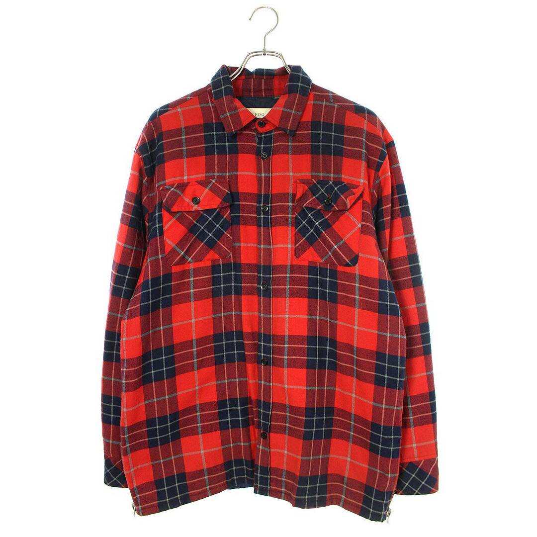 フォグ  Collection One Plaid Flannel Shirt サイドジップキルティングチェック長袖シャツ メンズ L