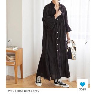価格変更!完売品コットンボイルクリンクルフリルティアードワンピース