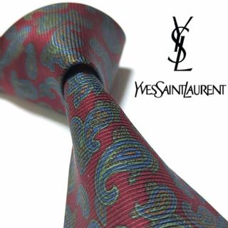 イヴサンローラン(Yves Saint Laurent)のイブサンローラン　ネクタイ　ペイズリー柄　総柄　高級シルク　古着コーデ　光沢感(ネクタイ)