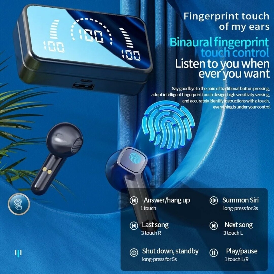 ワイヤレス イヤホン 新品 最新 Bluetooth Hi-Fi 瞬時 大容量 スマホ/家電/カメラのオーディオ機器(ヘッドフォン/イヤフォン)の商品写真