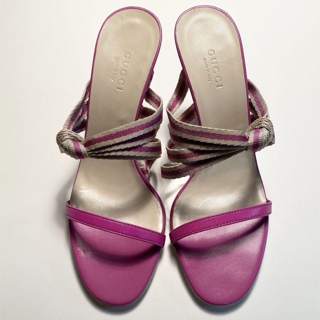 Gucci(グッチ)のGUCCI グッチ ミュール サンダル ピンク WEB 36.0 新品未使用 レディースの靴/シューズ(サンダル)の商品写真