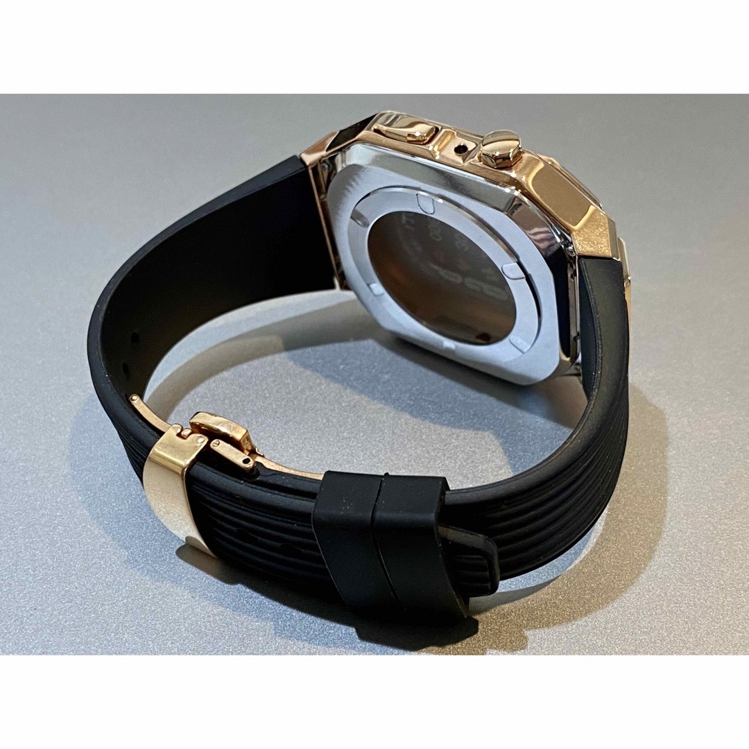 ローズ黒★Apple Watch  ラバー　バンド　ケース　アップルウォッチ