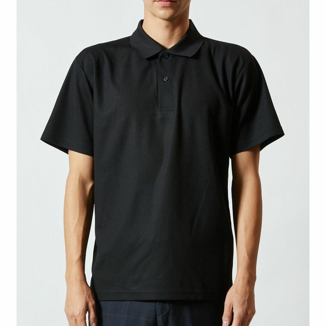 ポロシャツ 半袖 定番 ドライ 鹿の子 無地 速乾 XXL スミ ブラック メンズのトップス(ポロシャツ)の商品写真