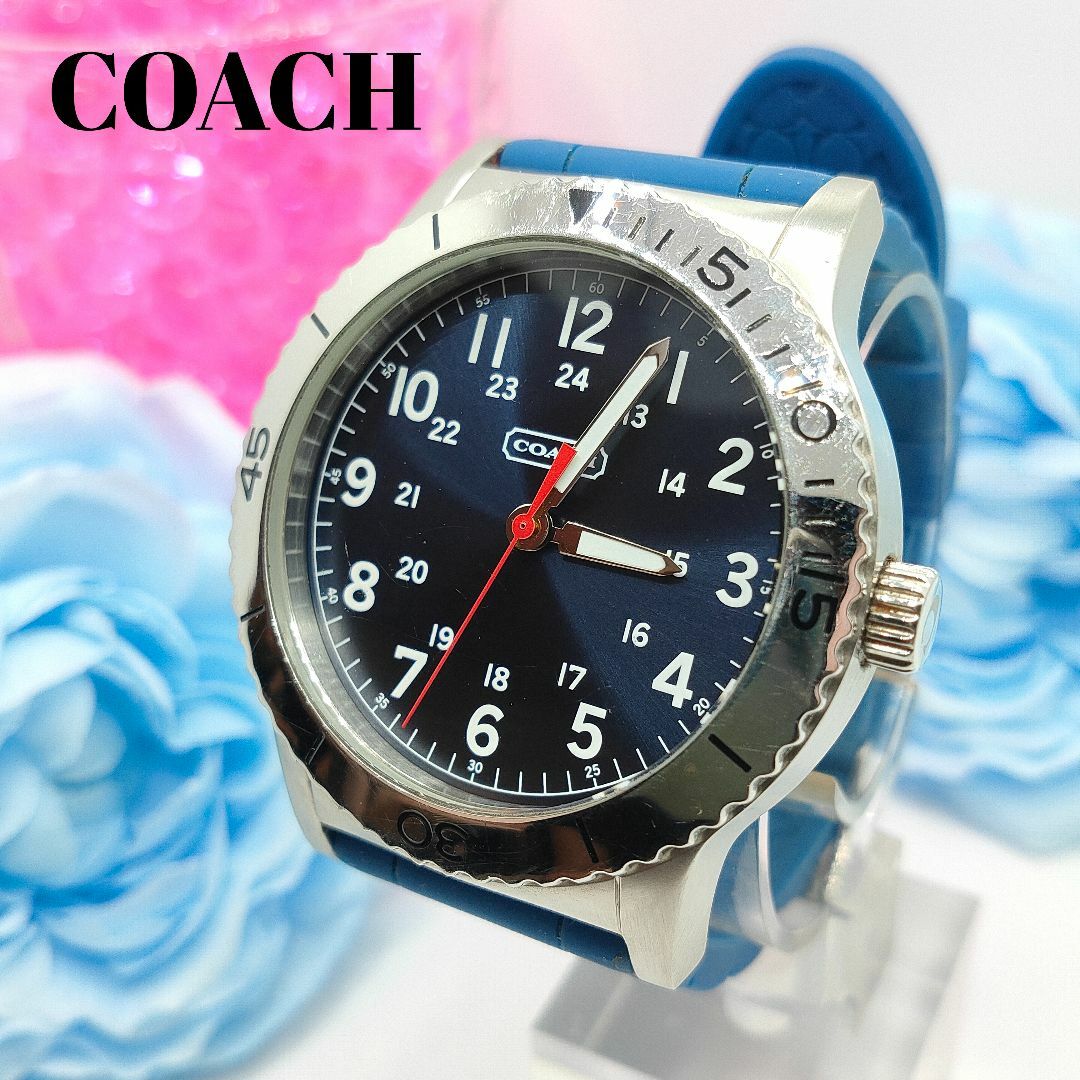 COACH コーチ ラバーベルト メンズ腕時計 青系 シンプル 高級感 | フリマアプリ ラクマ