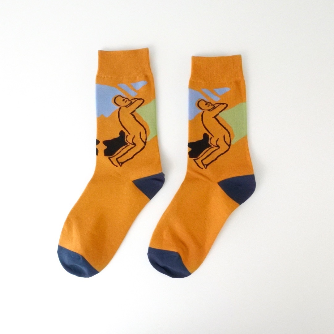 ドローイング ソックス (マスタード) レディース 靴下 socks sox メンズのレッグウェア(ソックス)の商品写真