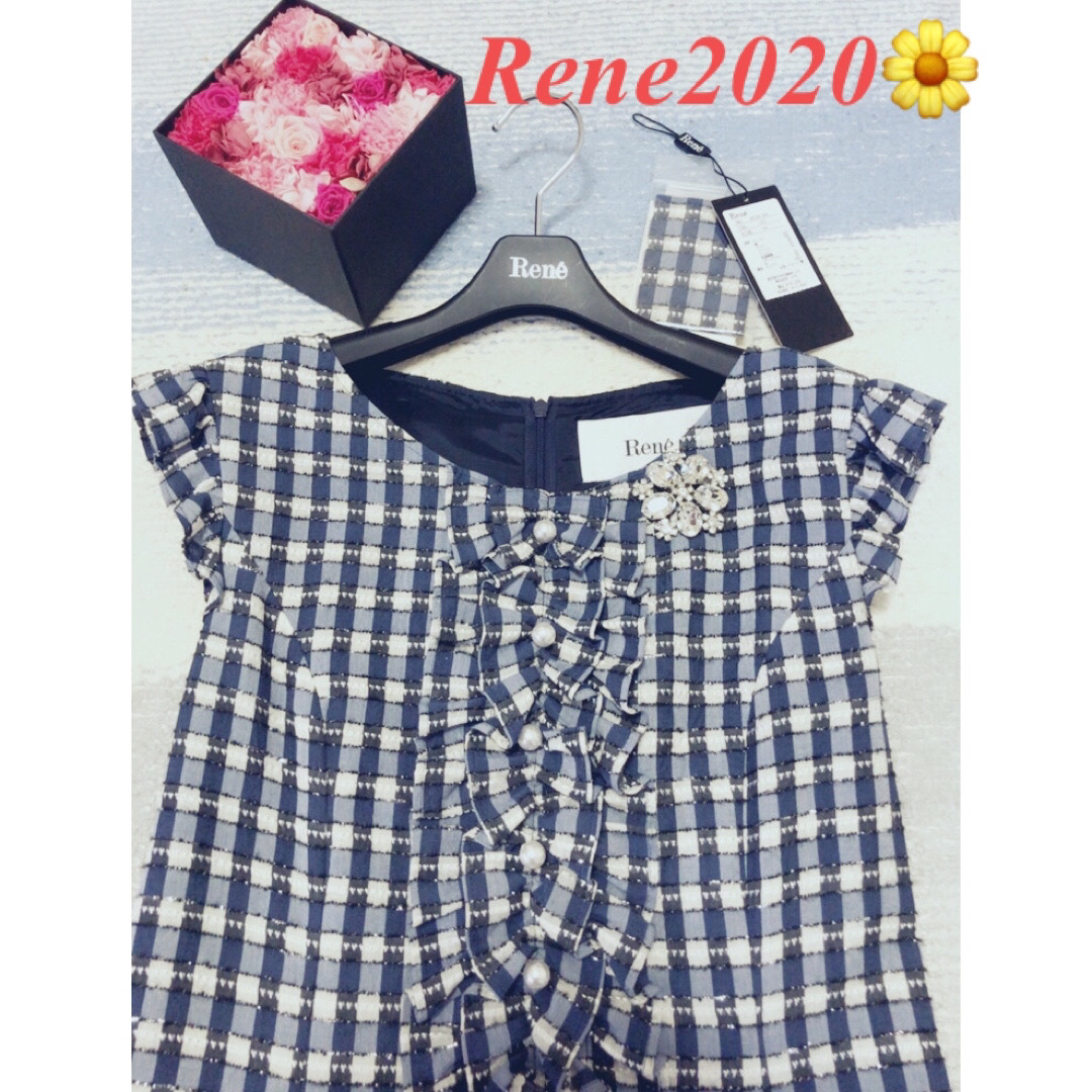 René(ルネ)のRene 2020【専用です】FLAME社生地♡チェックジャガードワンピース レディースのワンピース(ひざ丈ワンピース)の商品写真