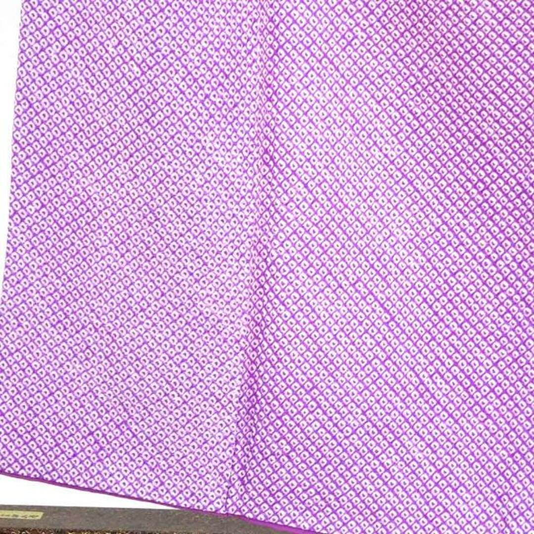 リサイクル着物 小紋 紫地 総絞り 袷 正絹 着物 レディース 秋冬春用