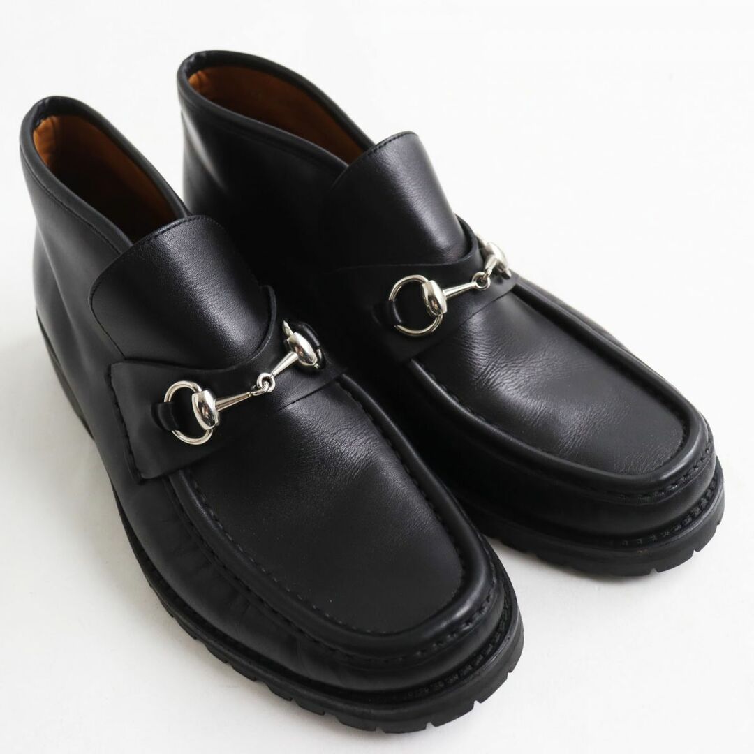 極美品 GUCCI グッチ ショート ブーツ ホースビット ブラック-
